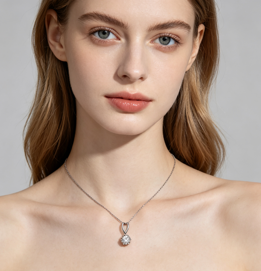 Sterling Silver SunFlower Cubic Zirconia Necklace