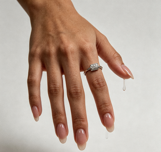 Sterling Silver Cylindrical Three-Row Zircon Ring