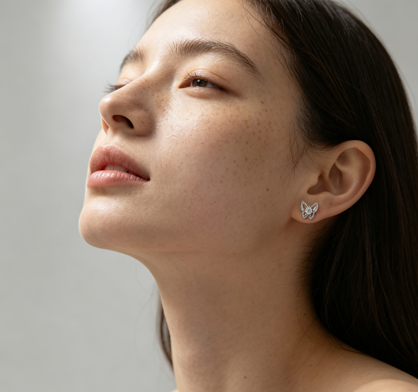 Sterling Silver Butterfly Zircon Stud Earrings