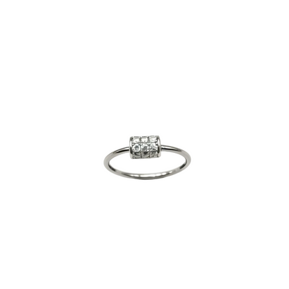 Sterling Silver Cylindrical Three-Row Zircon Ring