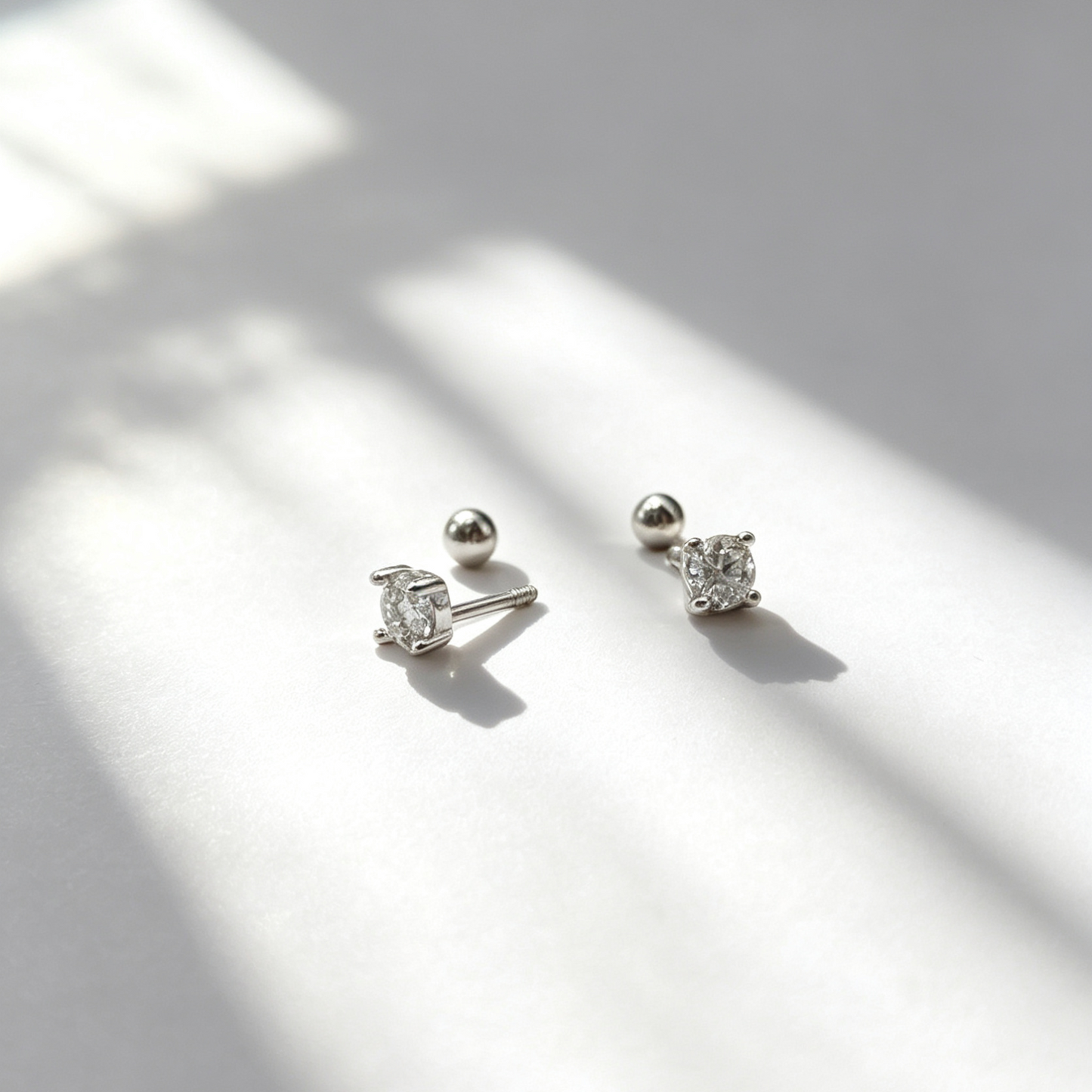 Sterling Silver Zirconia Screw-Back Stud Earrings
