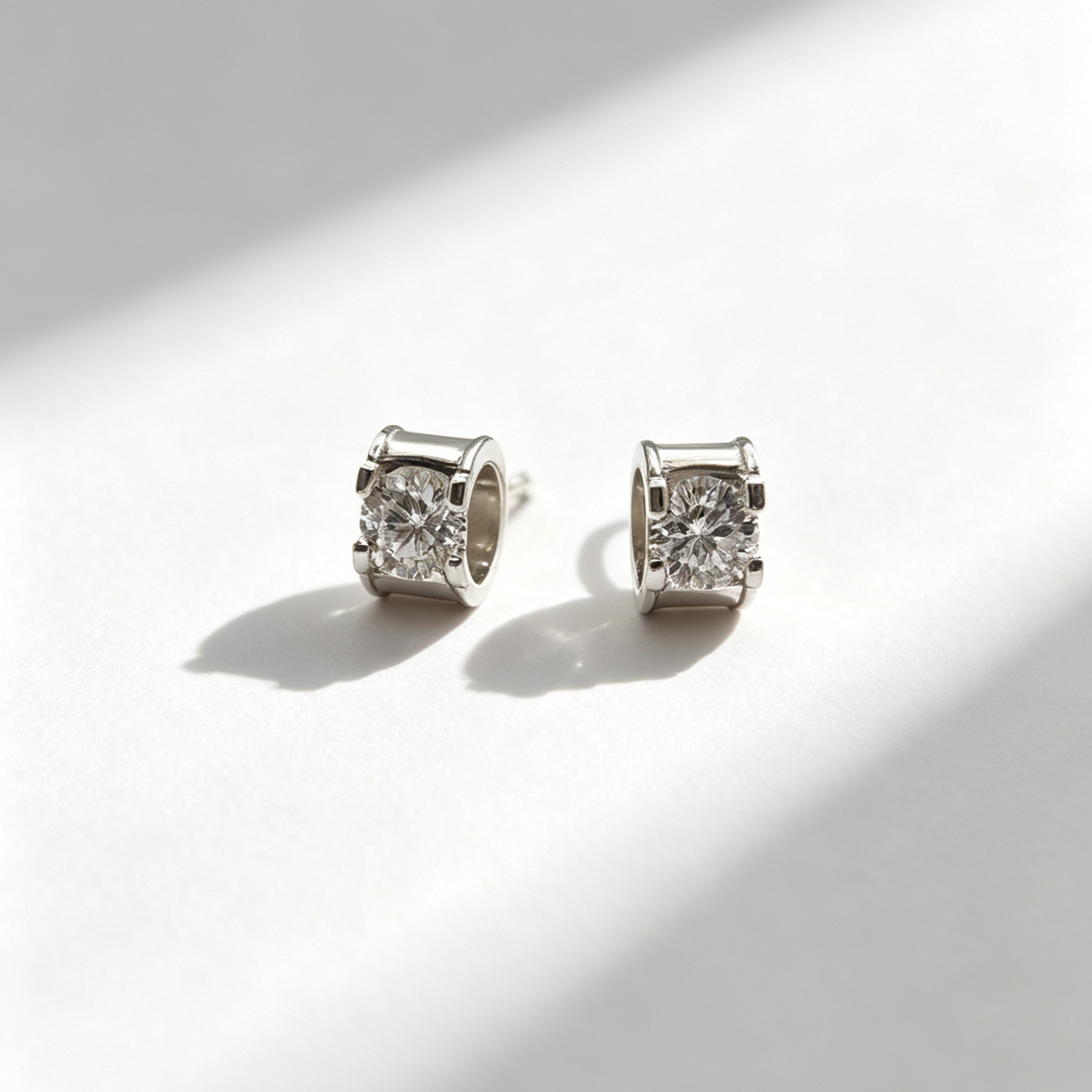 Sterling Silver Openwork Zircon Stud Earrings