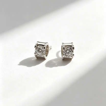 Sterling Silver Openwork Zircon Stud Earrings