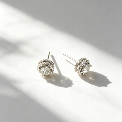 Sterling Silver Distinctive Zircon Earrings