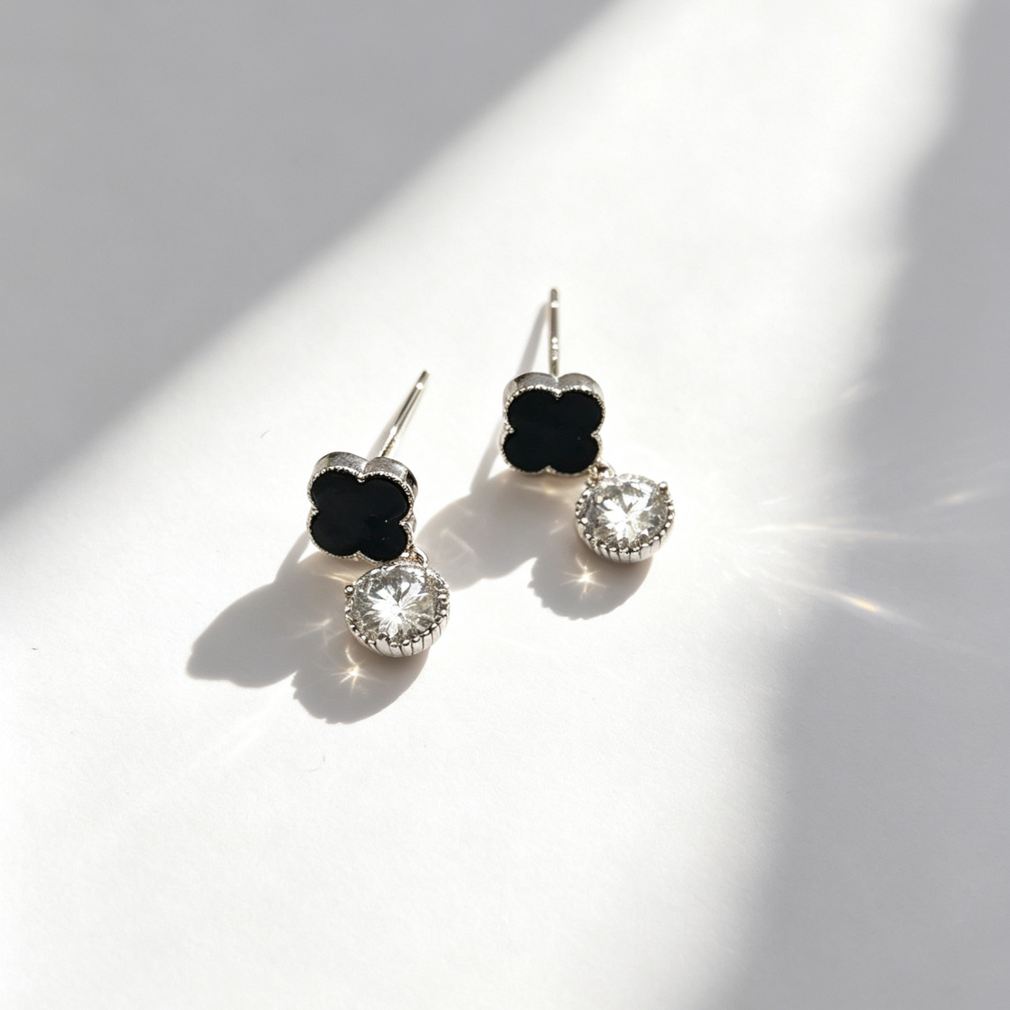 Sterling Silver Flower Zircon Earrings