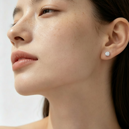 Sterling Silver Zirconia Screw-Back Stud Earrings