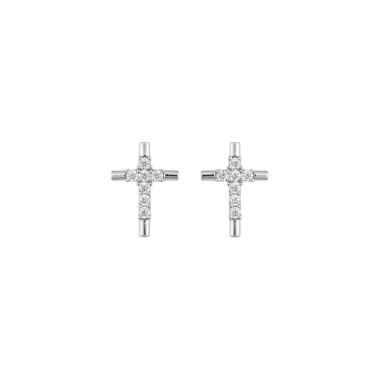 Sterling Silver Cross Zircon Earrings