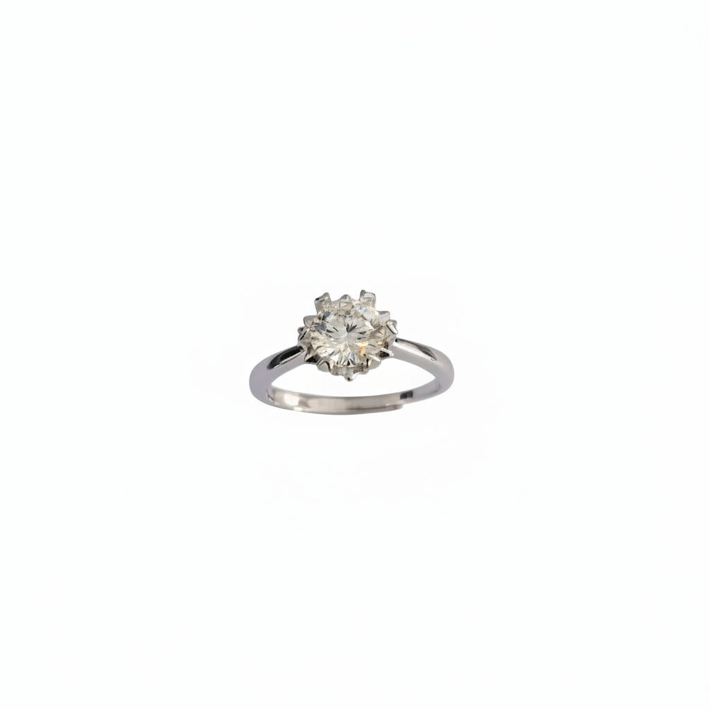 Sterling Silver Round Zircon Adjustable Ring