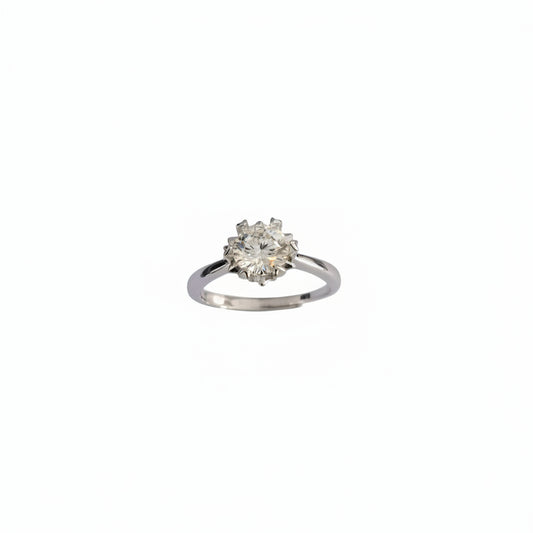Sterling Silver Round Zircon Adjustable Ring