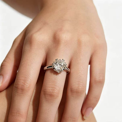 Sterling Silver Round Zircon Adjustable Ring