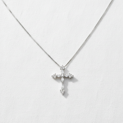 Sterling Silver Cross Zircon Necklace