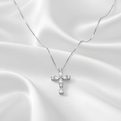 Sterling Silver Cross Cubic Zirconia Necklace