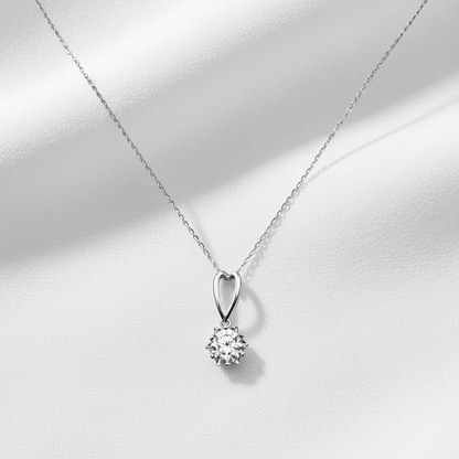 Sterling Silver SunFlower Cubic Zirconia Necklace