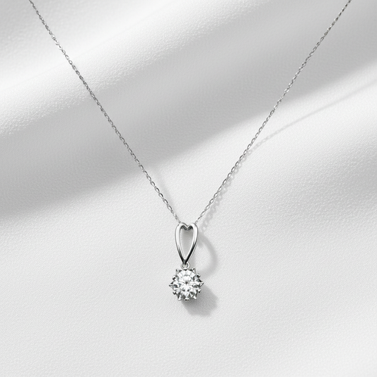 Sterling Silver SunFlower Cubic Zirconia Necklace