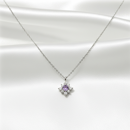 Sterling Silver Purple Cubic Zirconia Necklace