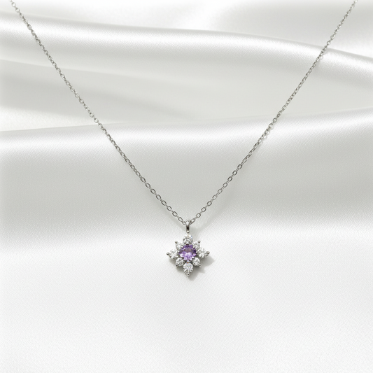 Sterling Silver Purple Cubic Zirconia Necklace