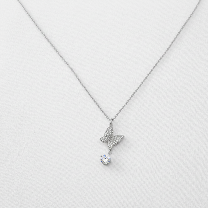 Sterling Silver Butterfly Cubic Zirconia Necklace