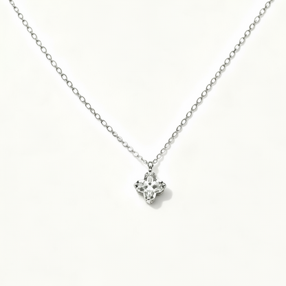 Sterling Silver Flower Zircon Necklace