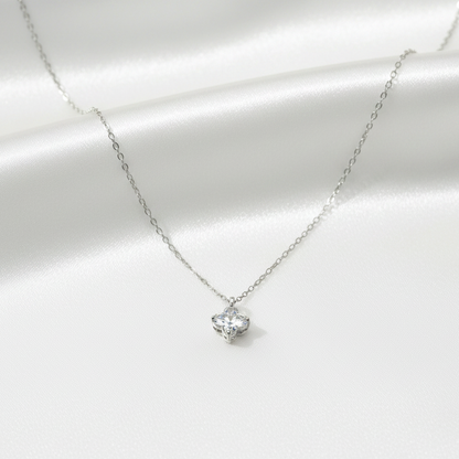 Sterling Silver Flower Zircon Necklace