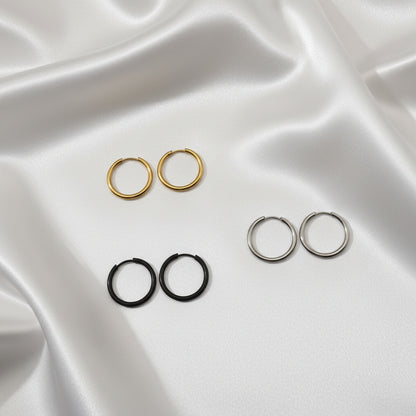 Basic Silver Round Waterproof Earrings