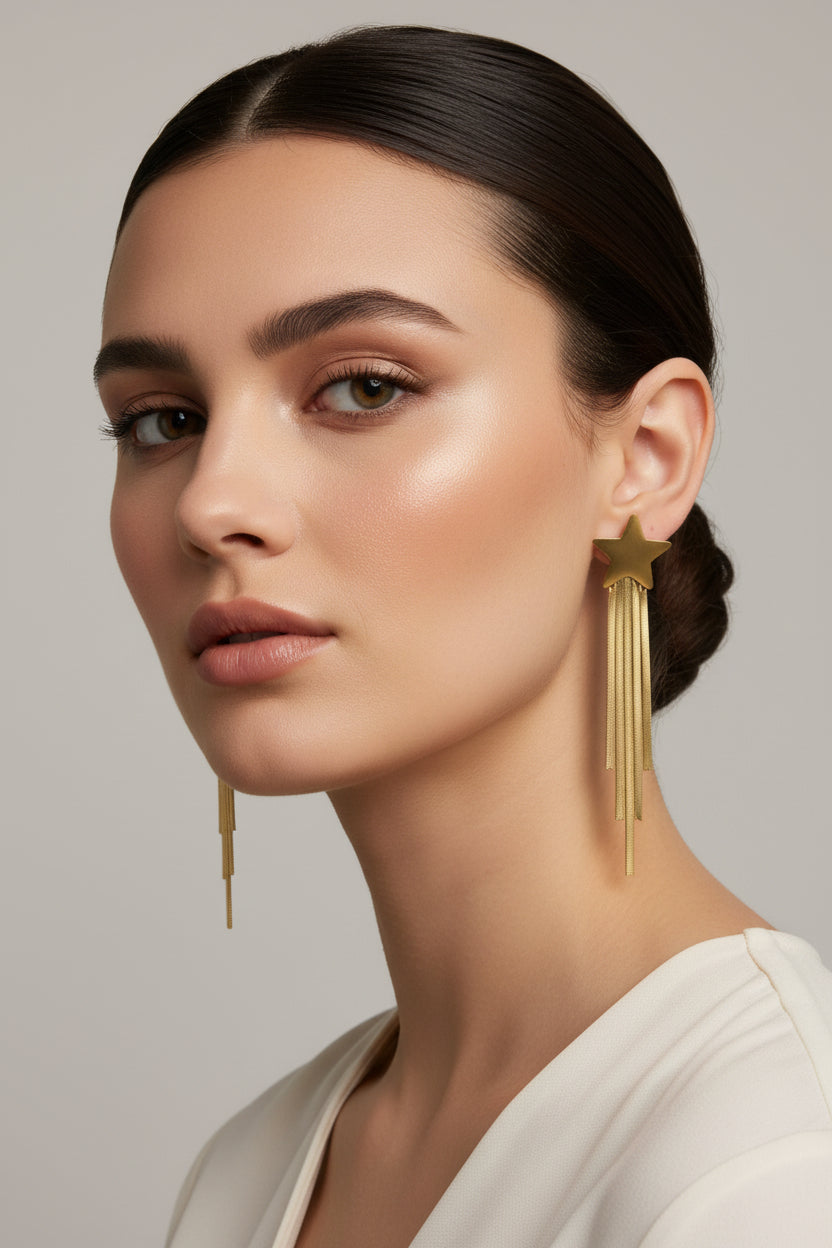 Star-Shaped Long Tassel Waterproof Earrings