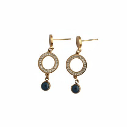 Round Zircon Evil Eye Waterproof Earrings