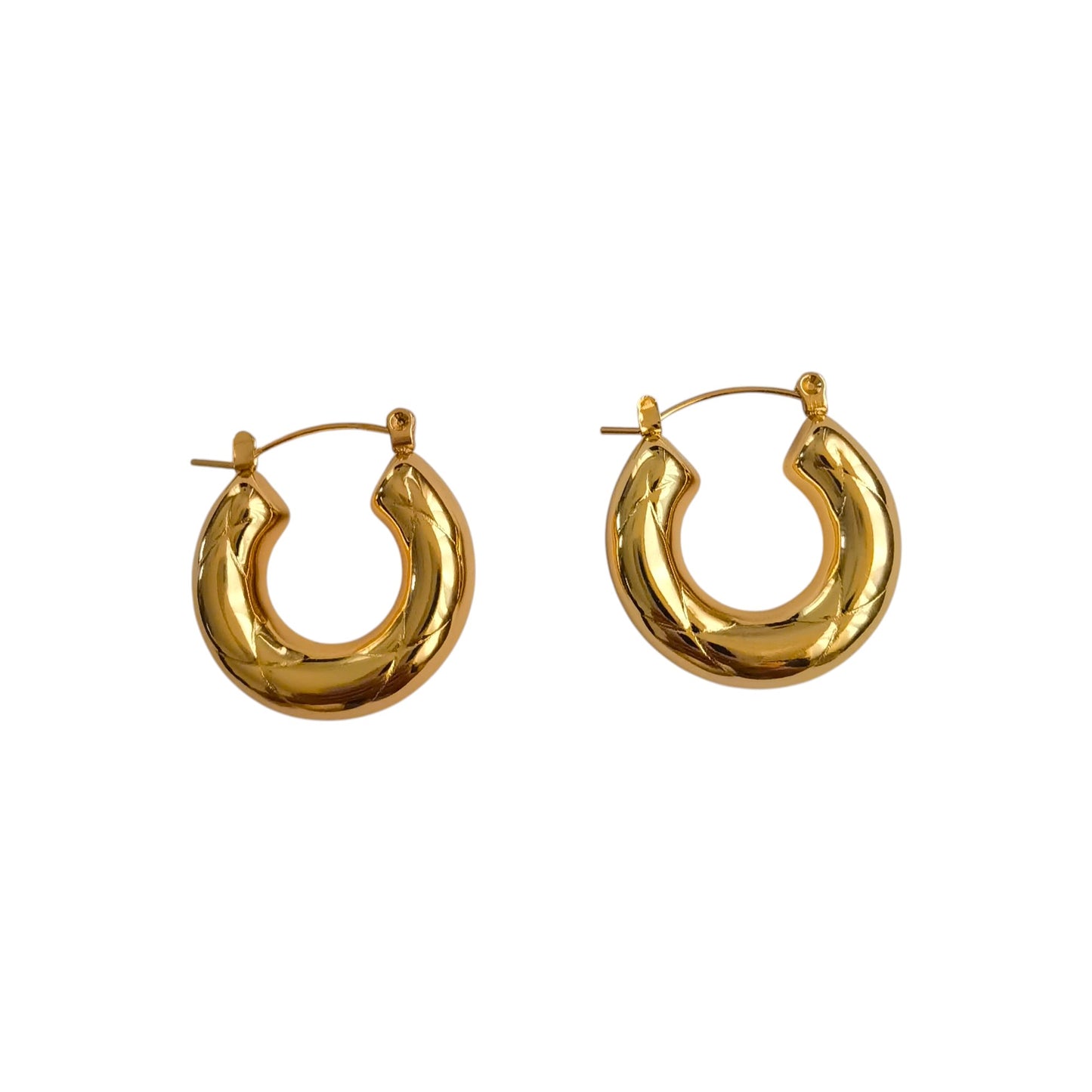 Wide Gold Hoop Waterproof Earrings