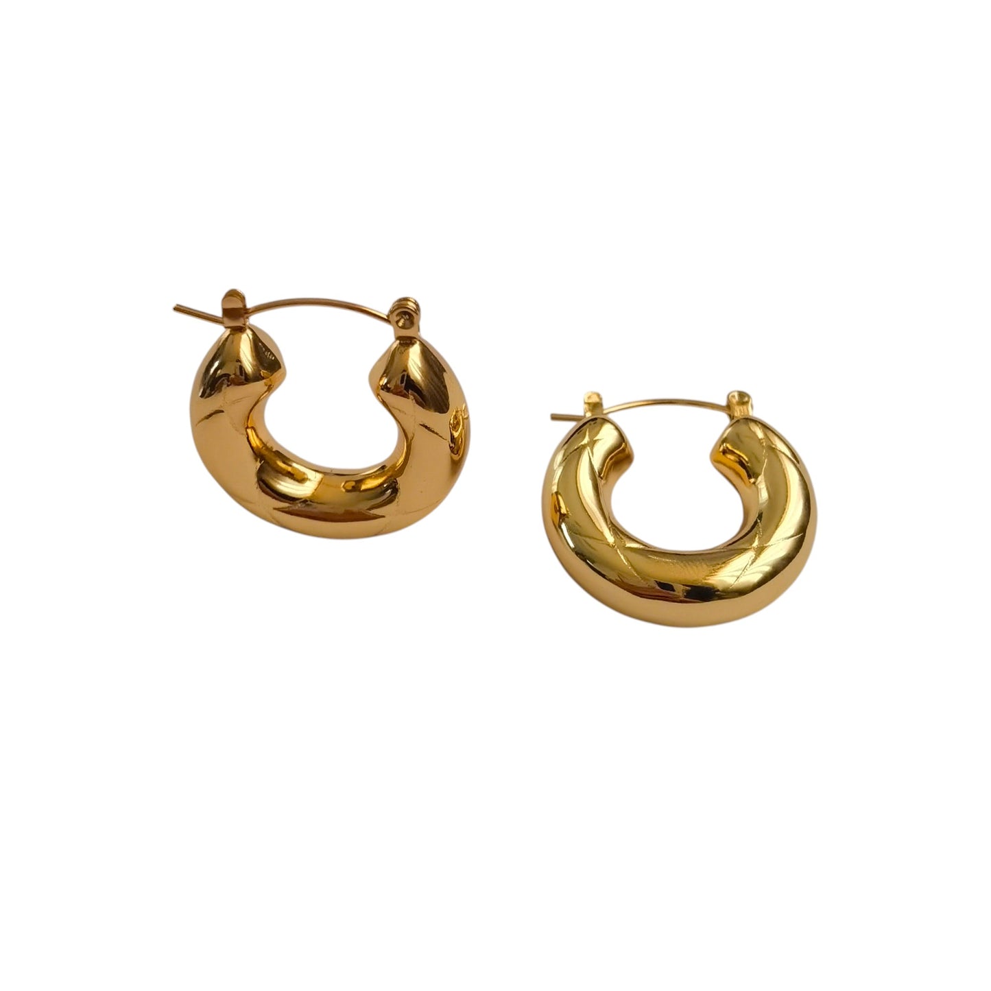 Wide Gold Hoop Waterproof Earrings