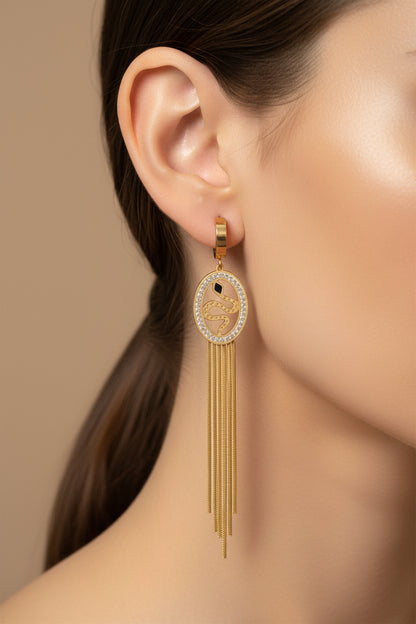 Zircon Snake-Shaped Long Hoop Waterproof Earrings