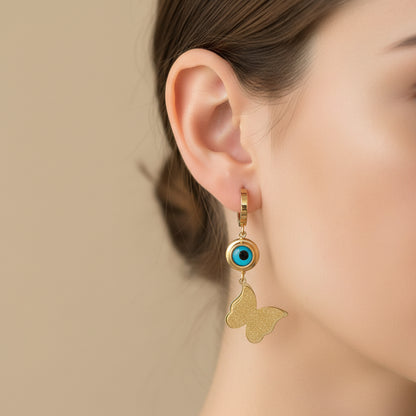 Evil Eye Butterfly Pendant Waterproof Earrings