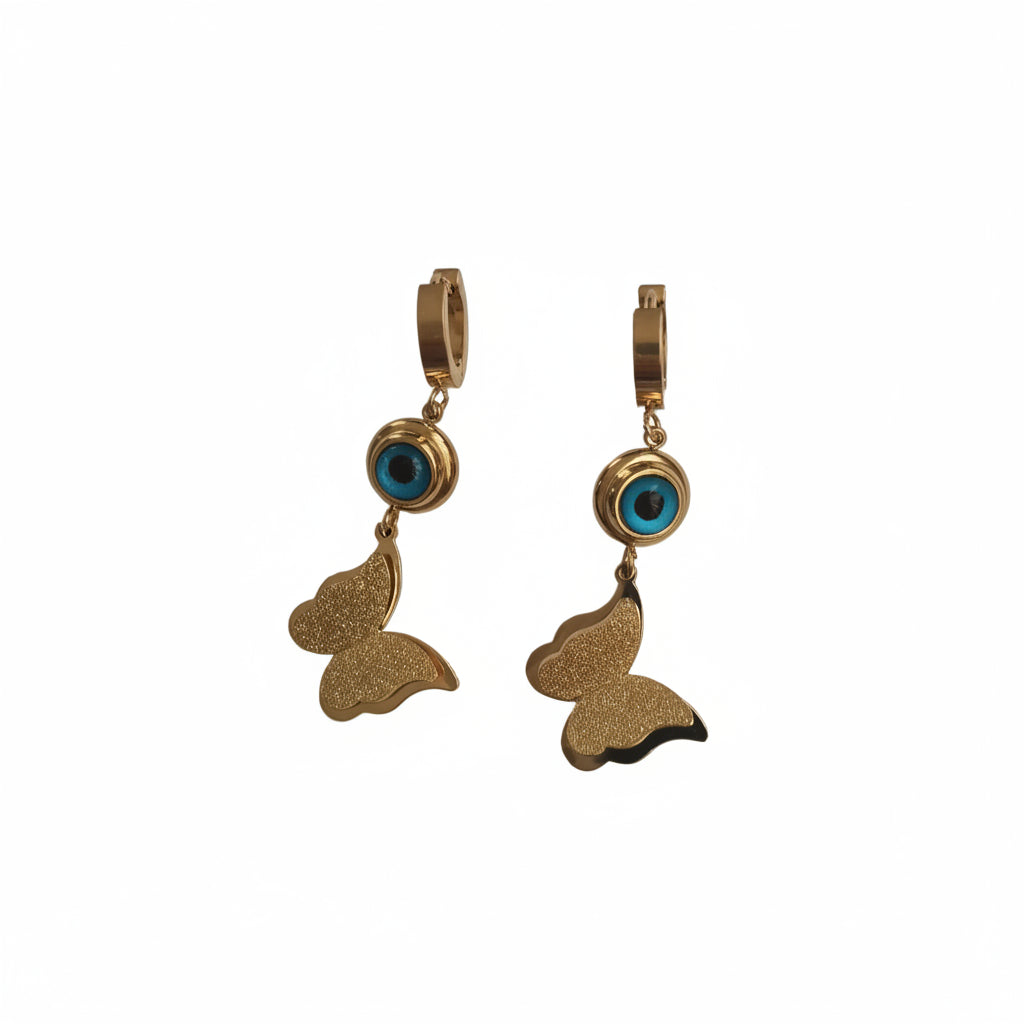 Evil Eye Butterfly Pendant Waterproof Earrings