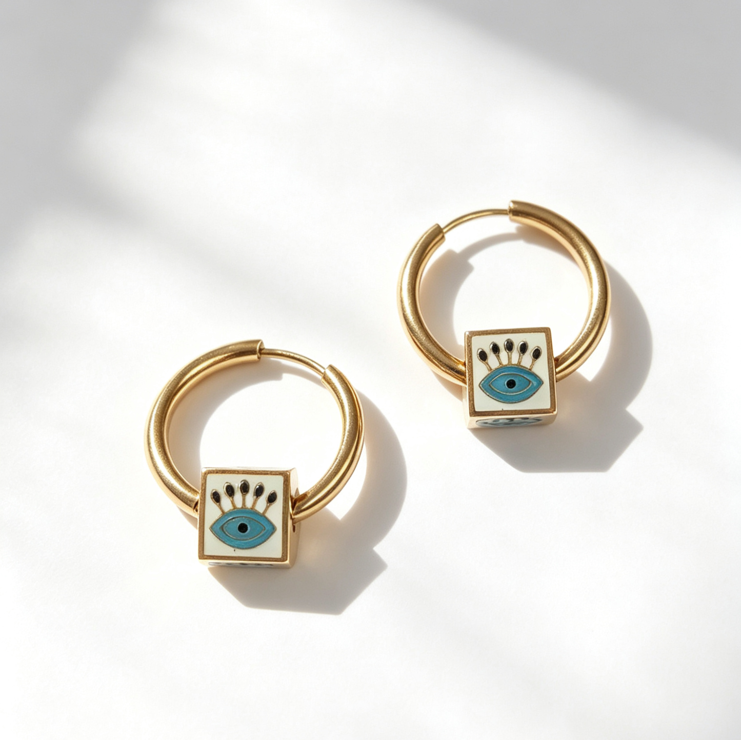Evil Eye Rotatable Hoop Waterproof Earrings