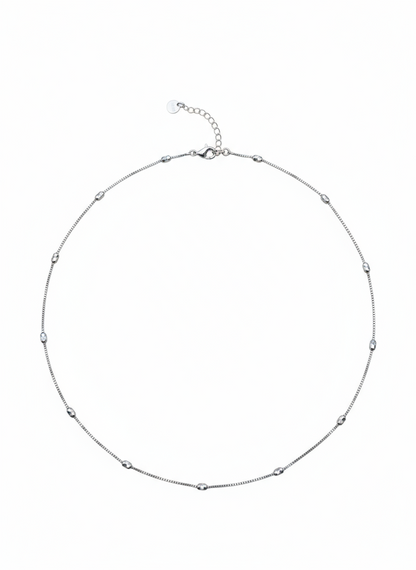 Silver necklace on a white background