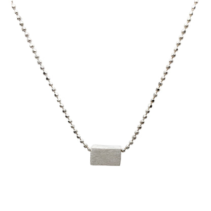 Sterling Silver Rectangular Prism Pendant Necklace