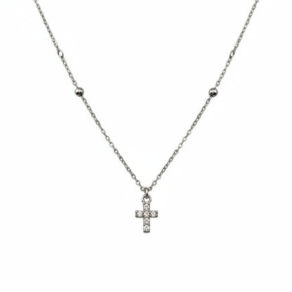 Necklace with a cross pendant on a white background