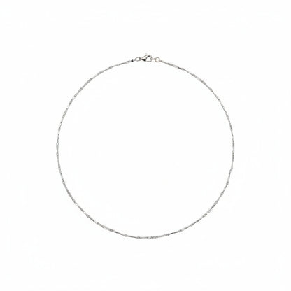Silver necklace on a white background