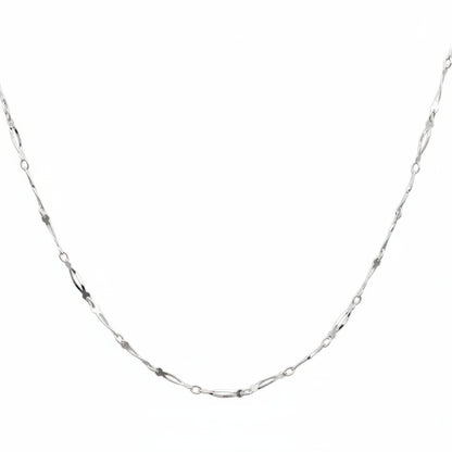 Silver chain necklace on a white background
