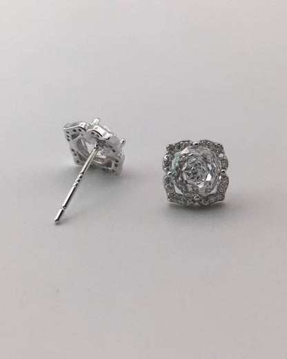 Sterling Silver Silver rose-shaped stud earrings