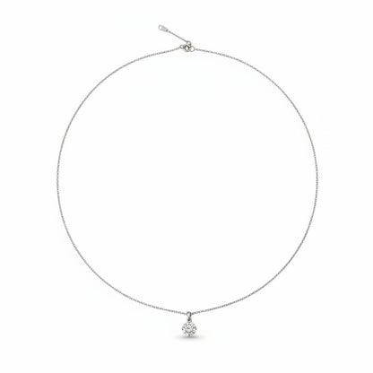 Delicate silver necklace on a white background