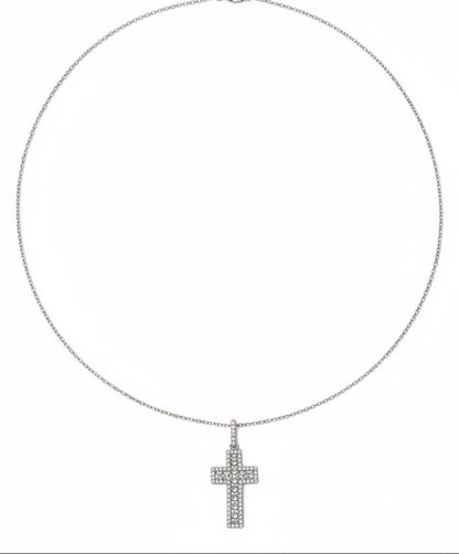 Necklace with a cross pendant on a white background