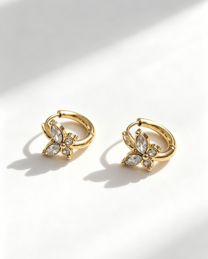 Zircon Butterfly Hoop Waterproof Earrings