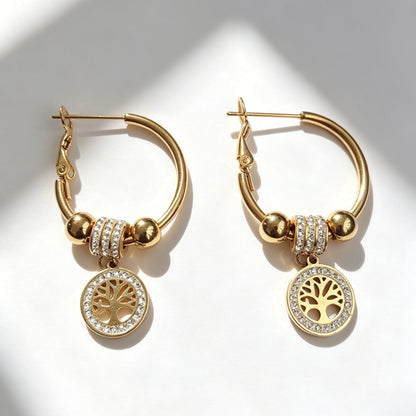 Tree of Life Zircon Waterproof Earrings