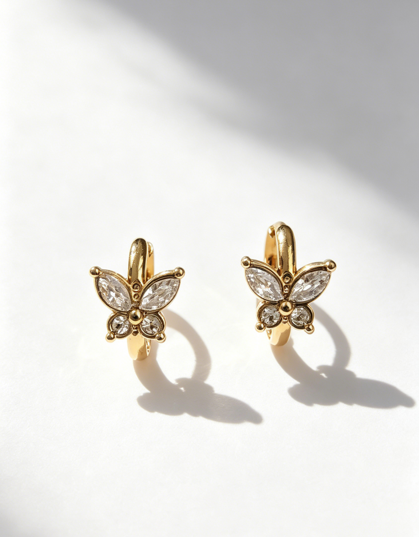Zircon Butterfly Hoop Waterproof Earrings