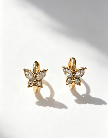 Zircon Butterfly Hoop Waterproof Earrings