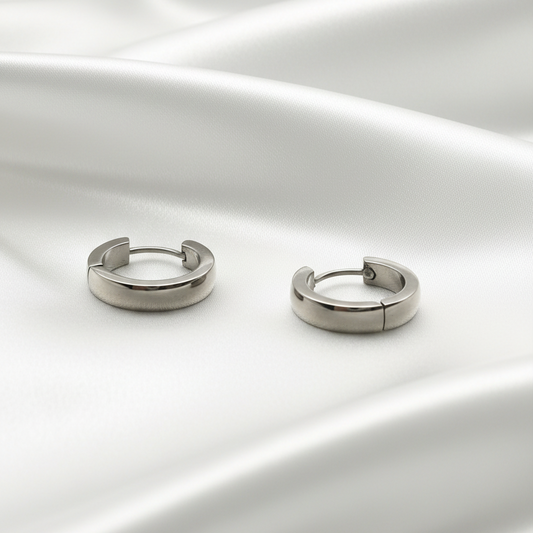 Polished Silver Circular Waterproof Earrings
