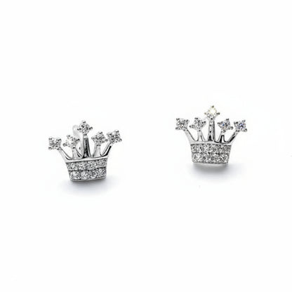 Crown-shaped earrings on a white background