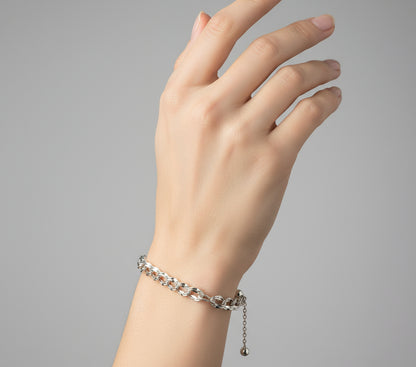 Silver chain Bracelet on a white background