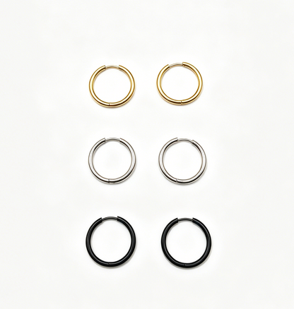 Basic Silver Round Waterproof Earrings