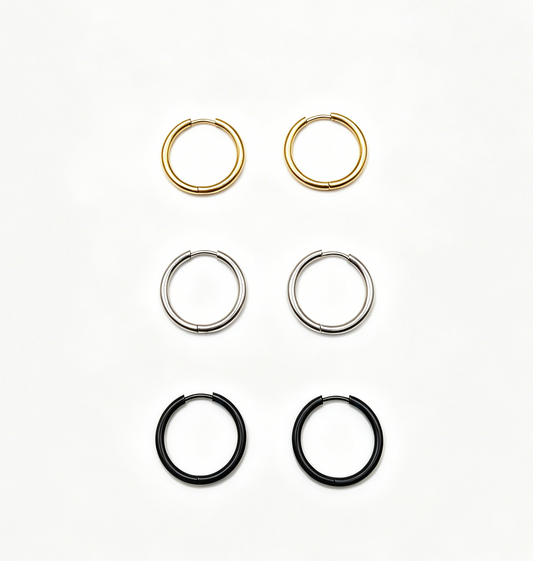 Basic Silver Round Waterproof Earrings