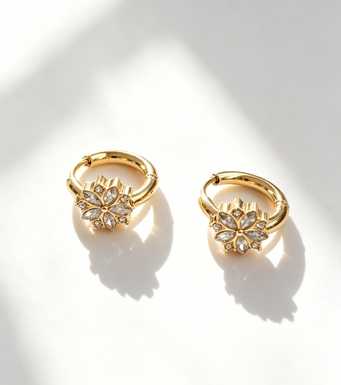 Zircon Flower Hoop Waterproof Earrings